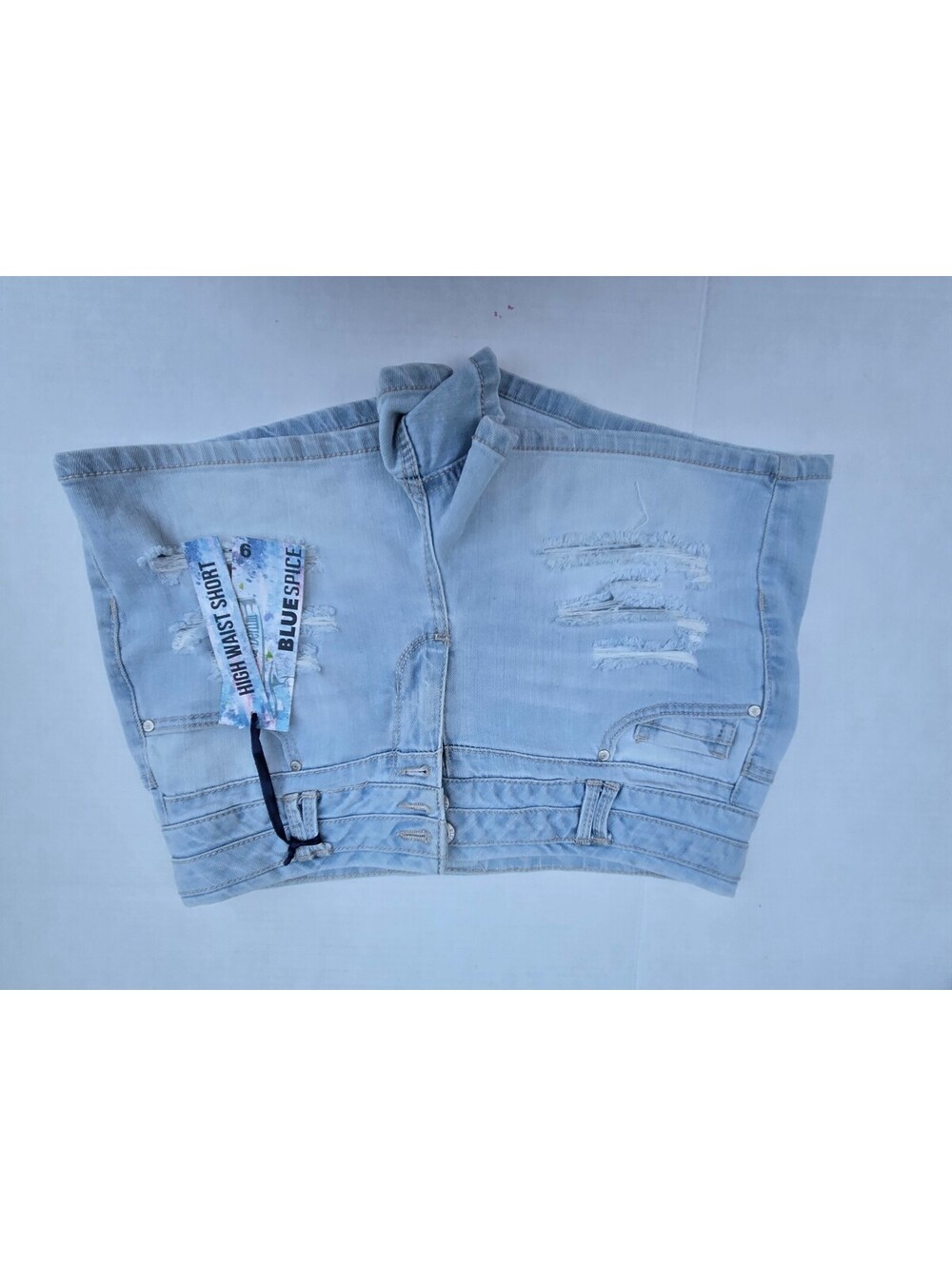 NEW Blue Spice Women's High Waist Light Wash Denim Shorts Size 9
